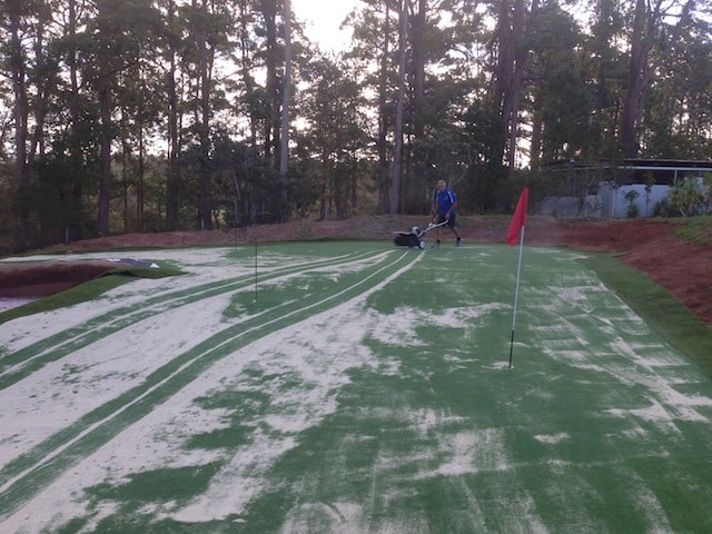 Bruce using his special machine to brush in the Profill