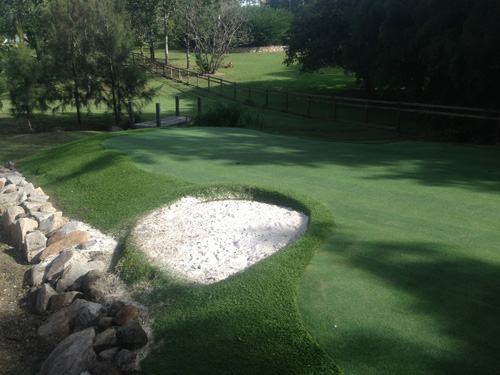 A view from the bridge, looking towards the front of the green.