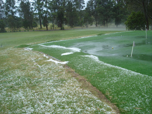 The green was covered in ice